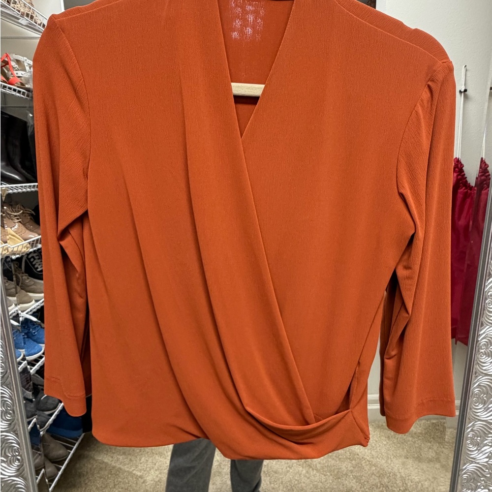 MM Lafleur Terracotta Drape Blouse